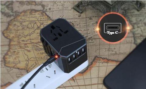 Adaptateur De Voyage Universel Charge Rapide Avec Ports USB Type C