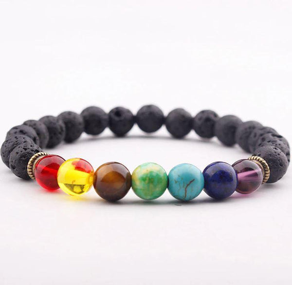 Bracelet "Guérison des 7 chakras" en Pierres de Lave