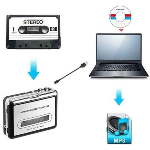 Convertisseur de cassettes audio mini usb vers mp3, lecteur cd, pc