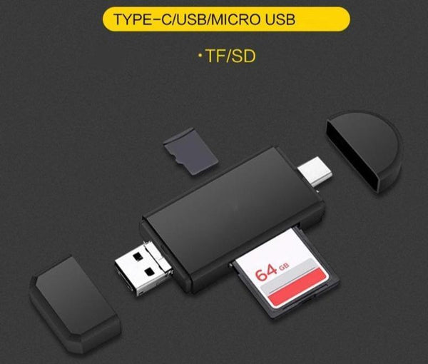 Lecteur de Carte 3-en-1 Micro USB - USB - Type C pour Android