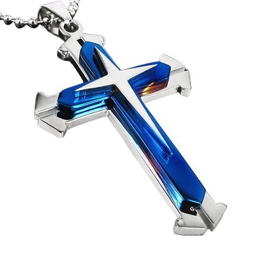 Pendentif Croix Deux Tons pour Homme