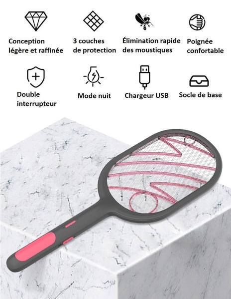 Raquette Anti-moustiques Rechargeable